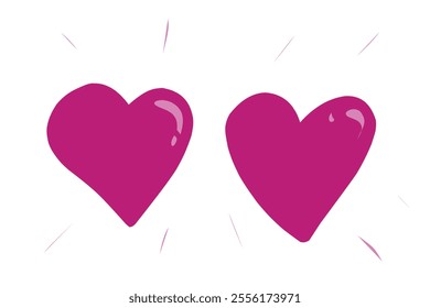 icon set of Love Heart Symbol Icons .  Illustration Set with Solid and Outline Vector Hearts pink and purple color. editable eps10