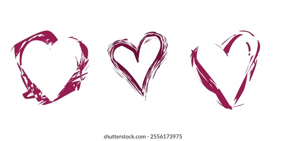 icon set of Love Heart Symbol Icons .  Illustration Set with Solid and Outline Vector Hearts pink and purple color. editable eps10