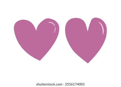 icon set of Love Heart Symbol Icons .  Illustration Set with Solid and Outline Vector Hearts pink and purple color. editable eps10