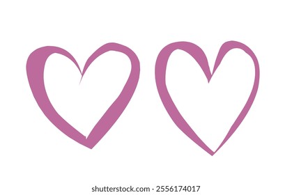 icon set of Love Heart Symbol Icons .  Illustration Set with Solid and Outline Vector Hearts pink and purple color. editable eps10