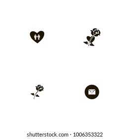 icon set Love with rose, heart , flower and love