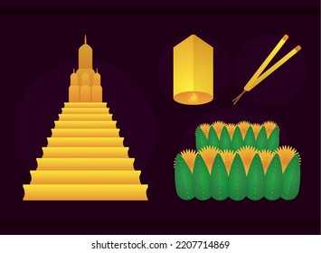 icon set of loy krathong