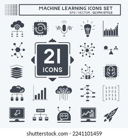 Icon Set Machine Learning. related to Machine Learning symbol. glyph style. simple design editable. simple illustration. simple vector icons