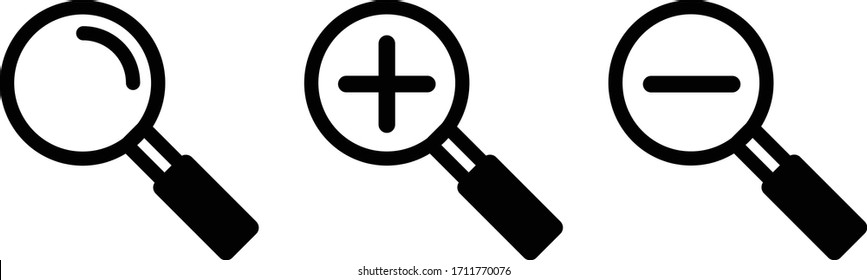 icon set of magnifying glass.