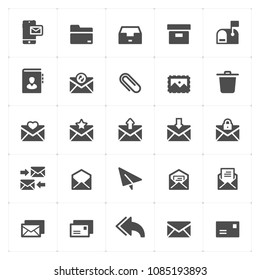 Icon set - mail and letter filled icon style vector illustration on white background