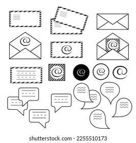 Juego de iconos - correo, servicio postal, correo electrónico, mensajes