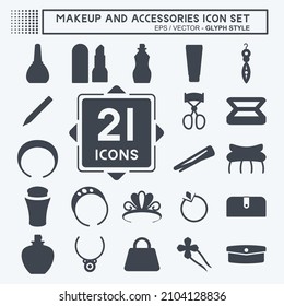 Icon Set Makeup and Accessories - Glyph Style - simple illustration, good for prints , announcements, etc