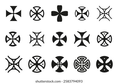 Icon set of Maltese cross