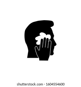 Icon set Man for shaving, various stages of shaving, Man washing, Man applying foam on his face, Beard haircut, Shaving, infographics, Editable brush stroke, On a white background