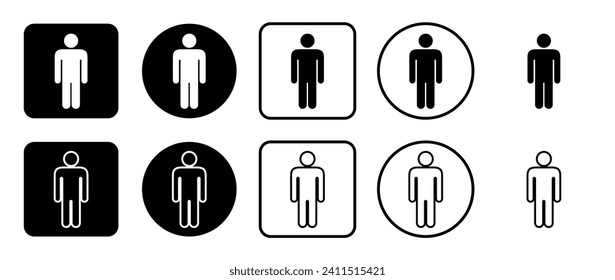 Icon set of man symbol. Filled, outline, black and white icons set, flat style.  Vector illustration on white background