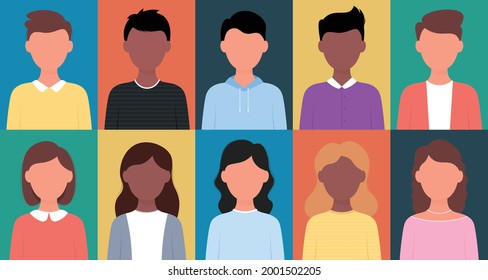 Icon set of man and woman vector illustration.	