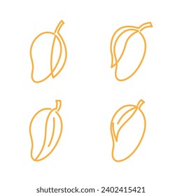 icon set mango fruit line art logo vector symbol illustrator design