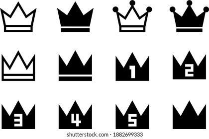 Icon set of many crowns