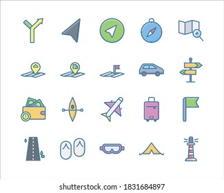 Icon set map and travel in detailled color for your website