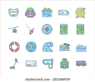 Icon set map and travel in detailled color for your website