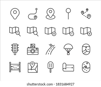 Mapa de conjunto de iconos y desplazamiento en línea de estilo para su sitio web