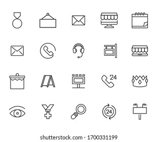 Conjunto de iconos de marketing. Pictogramas vectoriales editables aislados en un fondo blanco. Símbolos de diseño para aplicaciones móviles y diseño de sitios web. Paquete Premium de iconos en estilo de línea de moda.