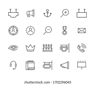 Icon set of marketing. Editable vector pictograms isolated on a white background. Trendy outline symbols for mobile apps and website design. Premium pack of icons in trendy line style.