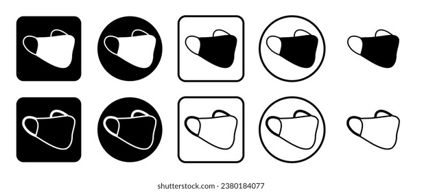 Icon set of mask symbol. Filled, outline, black and white icons set, flat style.  Vector illustration on white background