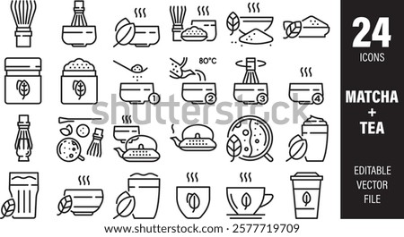 Icon Set Matcha Green Tea Slow Food
