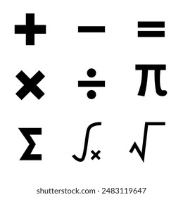 Icon set of mathematics symbol operation