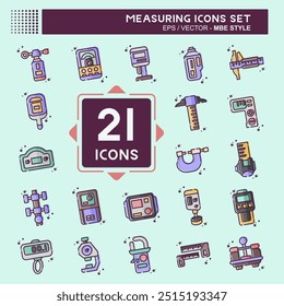 Icon Set Measuring. related to Education symbol. MBE style. simple illustration