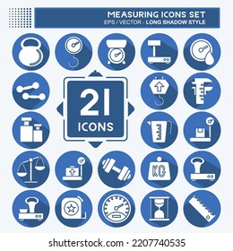 Icon Set Measuring. suitable for education symbol. long shadow style. simple design editable. design template vector. simple illustration