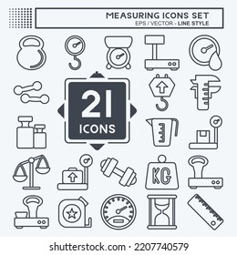 Icon Set Measuring. geeignet für Bildungs-Symbol. Linienstil. einfaches Design bearbeitbar. Designvorlage, Vektor. einfache Abbildung