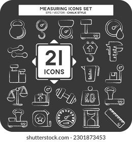 Icon Set Measuring. suitable for education symbol. chalk Style. simple design editable. design template vector