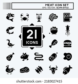 Icon Set Meat. suitable for Food. glyph style. simple design editable. design template vector. simple illustration