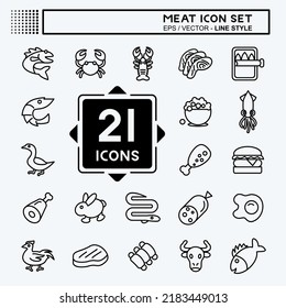 Icon Set Meat. suitable for Food. line style. simple design editable. design template vector. simple illustration