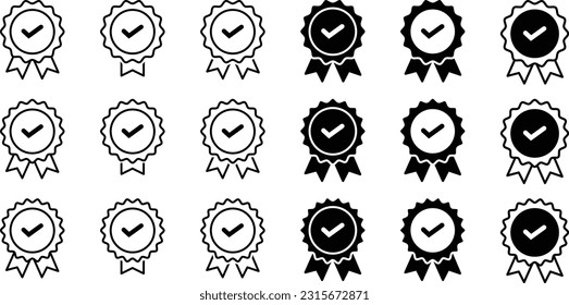 Icon Set of Medals Representing High Quality