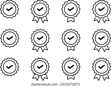 Icon Set of Medals Representing High Quality