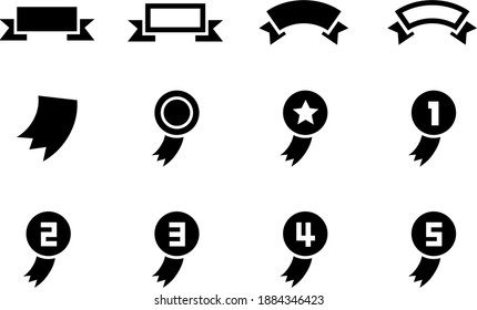 Icon set of medals and ribbons