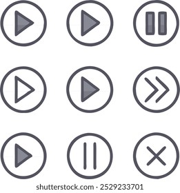 Ícone do conjunto de botões de mídia