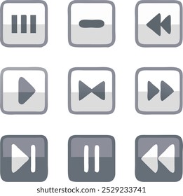 Icono del conjunto de Botones de medios