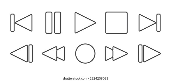 Icon set of media player button, Play and pause buttons, video audio player, player button set icon symbol, play and pause vector button. Vector illustration