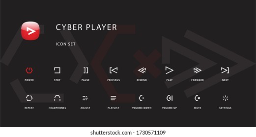 An icon set - Media Player buttons - Cyberpunk Spirit