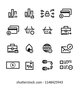 Icon Set of Media Related Vector Line Symbols in Flat style. Collection of Various Icons in black color.