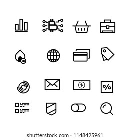 Icon Set of Media Related Vector Line Symbols in Flat style. Collection of Various Icons in black color.