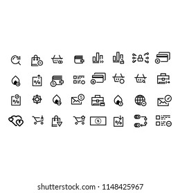 Icon Set of Media Related Vector Line Symbols in Flat style. Collection of Various Icons in black color.