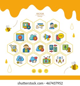icon set media vector