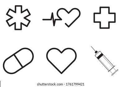 icon set of medical care/healthcare, slim line pattern