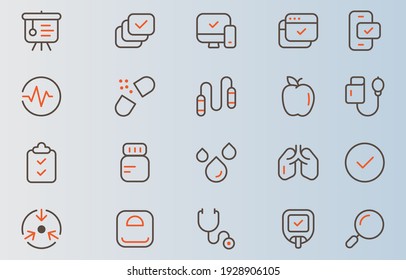 icon set of medical instrument for UX UI web element design