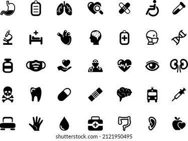 Silueta de vectores MEDICINE Set de iconos