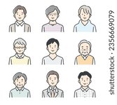 Icon set of men of various ages.