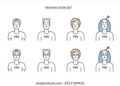 Icon set of men who answer yes. It can be used for any purpose such as business or hobby.