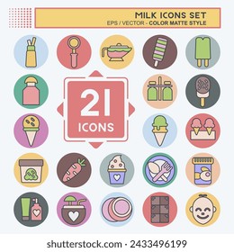 Icon Set Milk. related to Restaurant symbol. color mate style. simple design editable. simple illustration