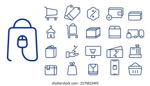 Icon Set Minimalist and Simple of Shopping Online Market etc. Editable stroke. Let's Make your Design Easier