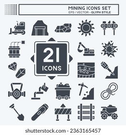 Icon Set Mining. related to Industry symbol. glyph style. simple design editable. simple illustration